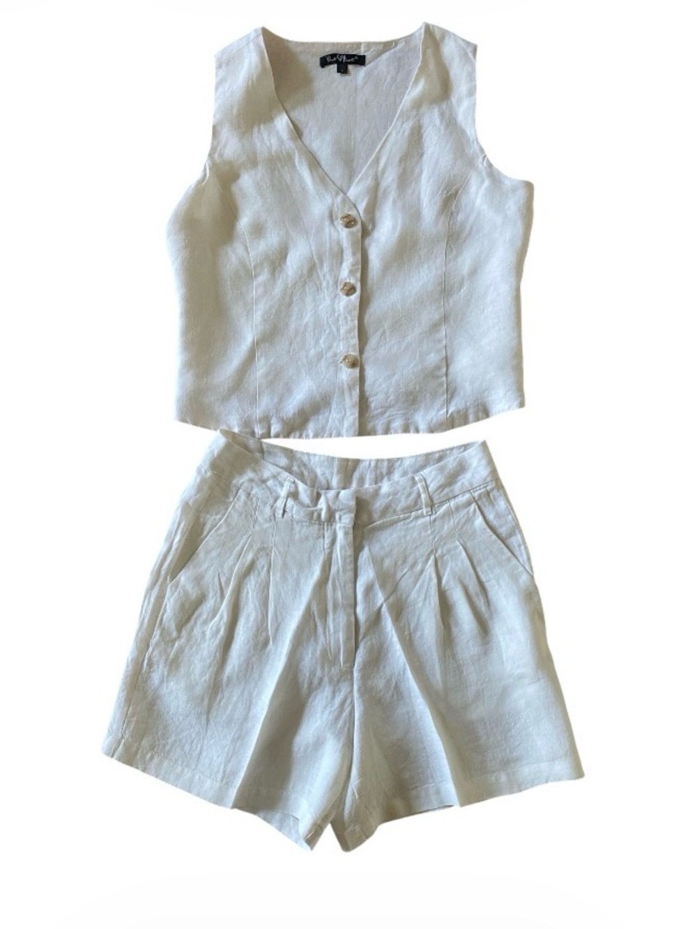 Linen Sleeveless Vest & High-Rise Shorts Set size S Velvet Heart - Picture 2 of 10